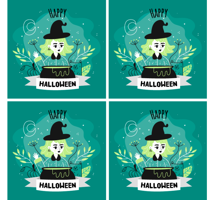 Dessous de verre halloween sorcière avec chaudron - TenStickers