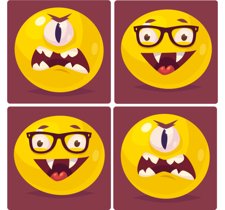Dessous de verre geek visages souriants fantaisistes - TenStickers
