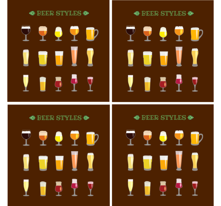 Dessous de verre bière variété de verres à bière - TenStickers