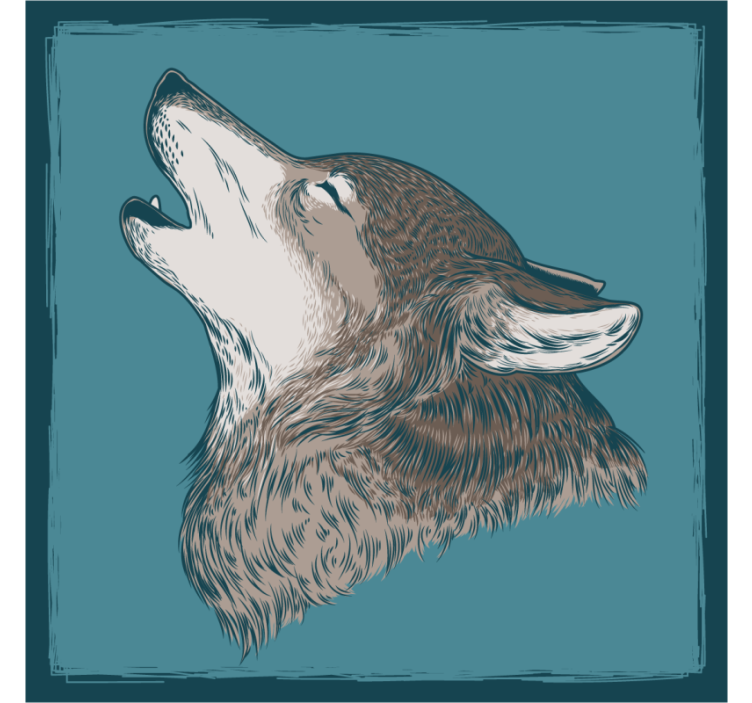 Dessous de verre geek illustration de loup hurlant - TenStickers