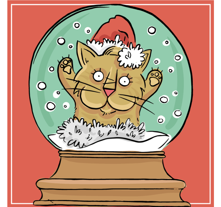 Dessous de verre noël chat festif dans un flocon - TenStickers