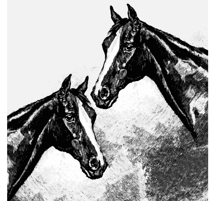 Dessous de verre vintage têtes de chevaux doubles - TenStickers