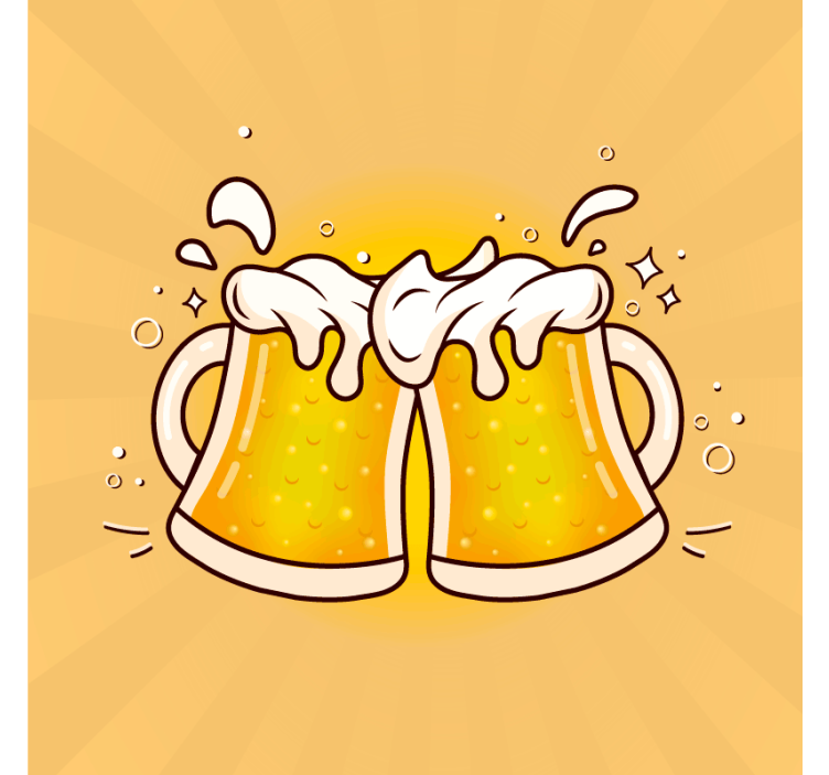Dessous de verre bière santé avec des chopes - TenStickers