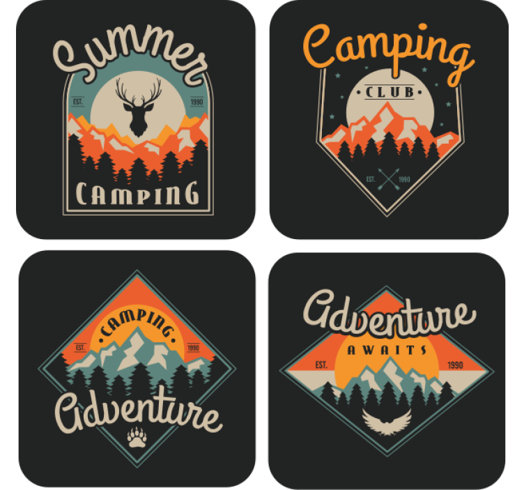 Dessous de verre vintage aventure en camping - TenStickers