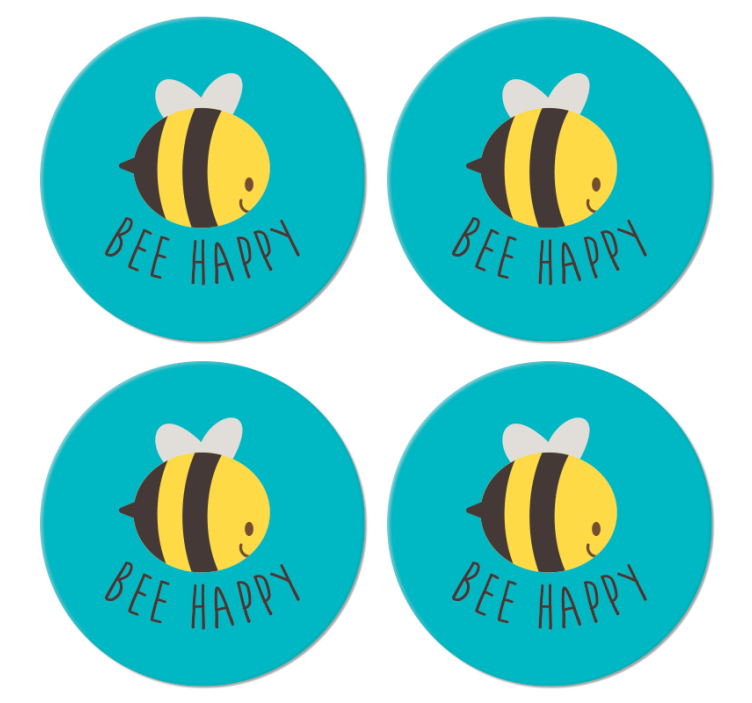 Dessous de verre citation Abeille heureuse - TenStickers