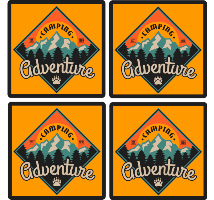 Dessous de verre citation aventure en camping - TenStickers