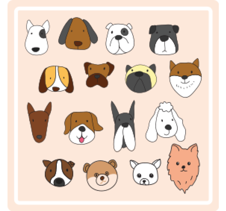 Dessous de verre geek visages d'animaux mignons - TenStickers
