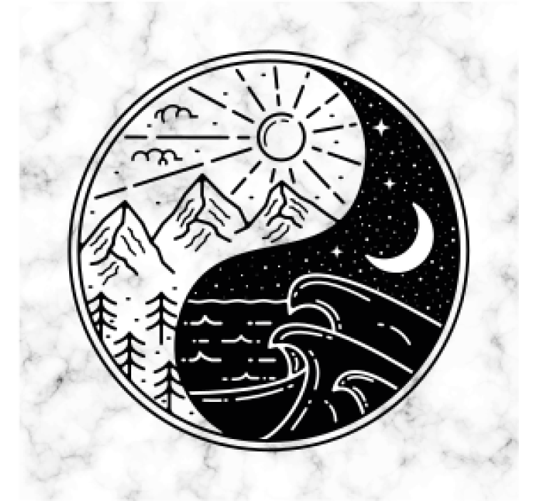 Dessous de verre geek contraste montagne et vague - TenStickers