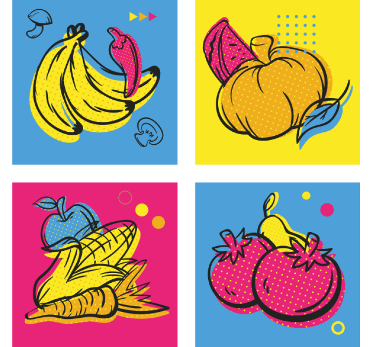 Dessous de verre moderne illustrations de fruits colorés - TenStickers