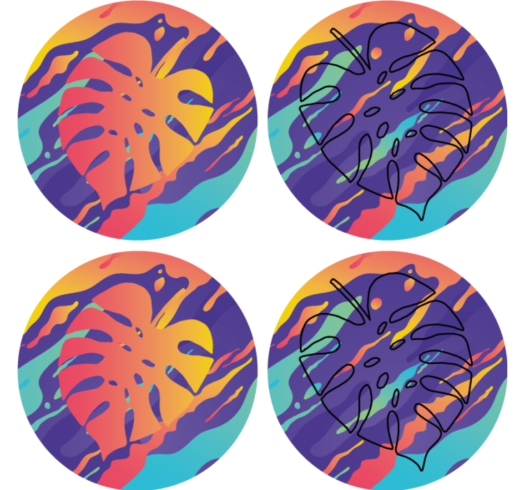 Dessous de verre motifs de feuilles colorées - TenStickers