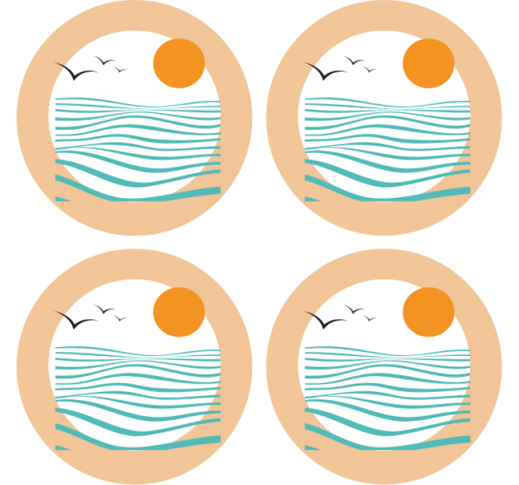 Dessous de verre moderne motif vague coucher de soleil - TenStickers