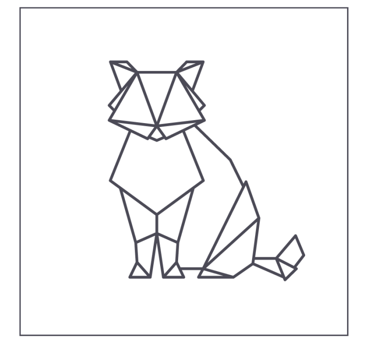 Dessous de verre moderne Chat en origami - TenStickers
