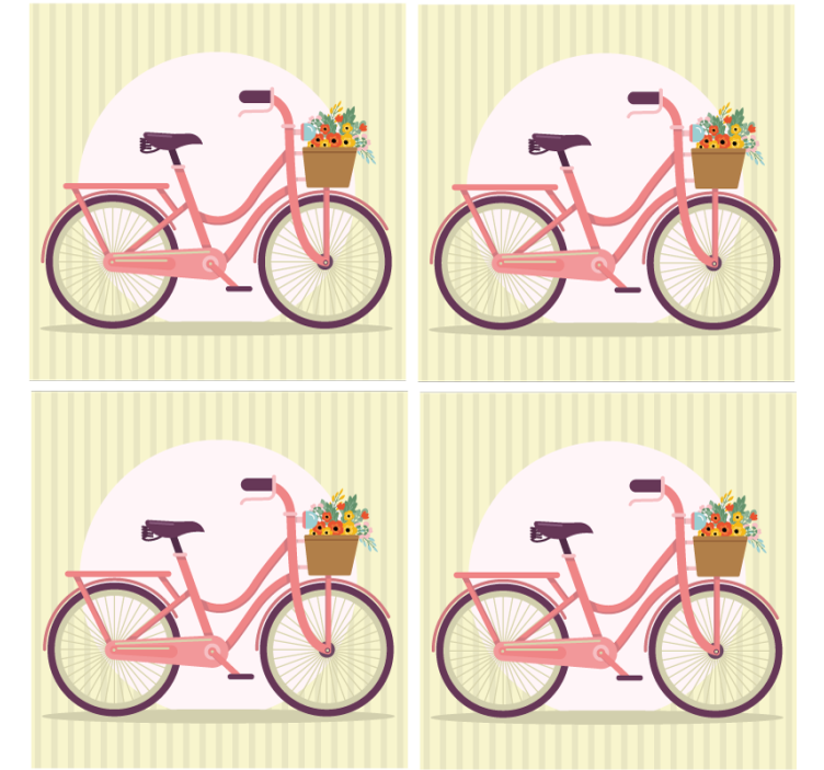 Dessous de verre moderne vélo rose avec fleurs - TenStickers