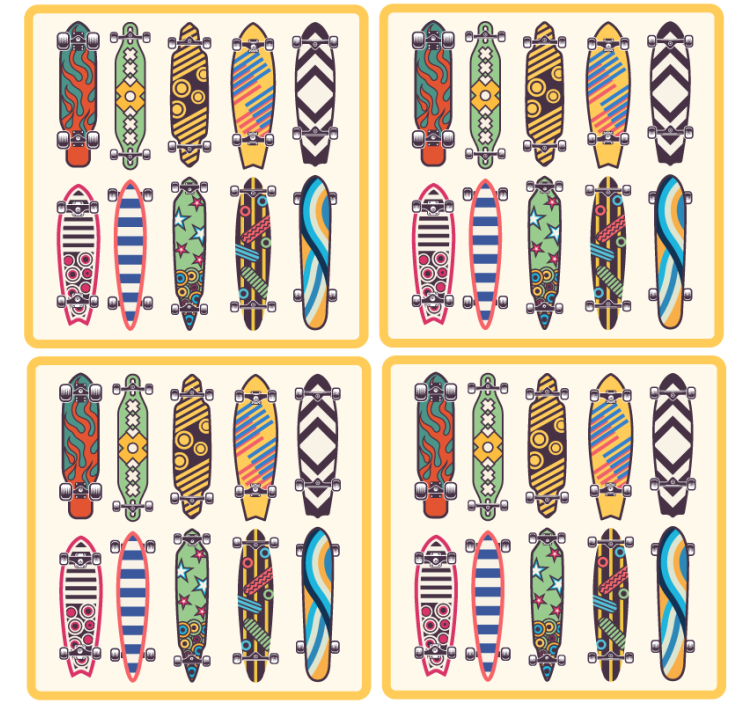 Dessous de verre geek motifs de skate colorés - TenStickers