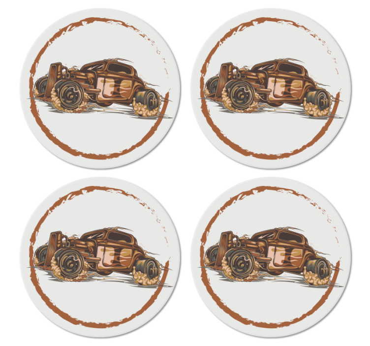 Dessous de verre vintage illustration de voiture de course - TenStickers