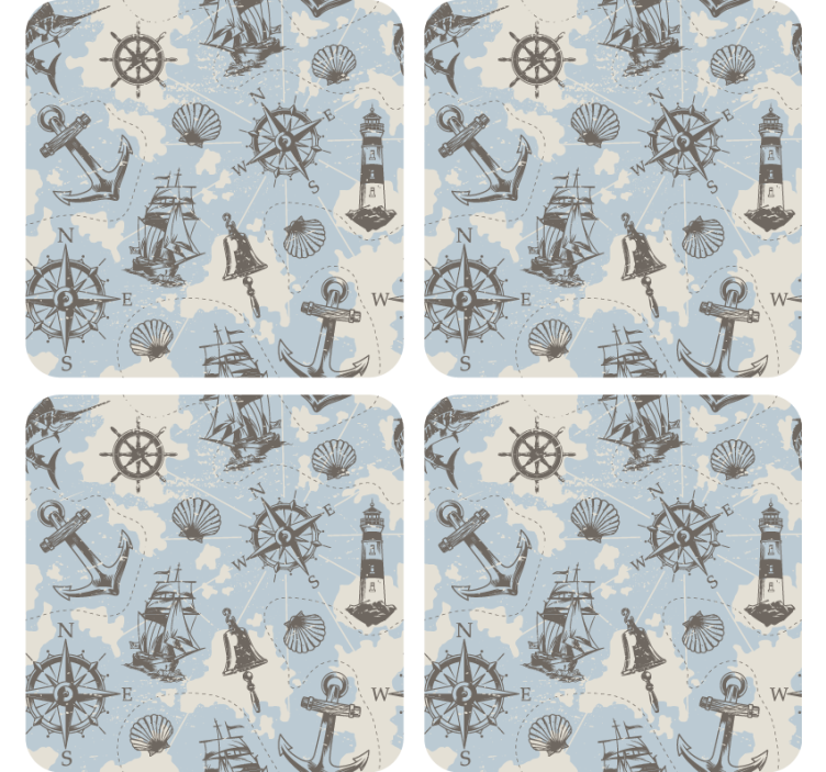 Dessous de verre vintage boussole et phares marins - TenStickers