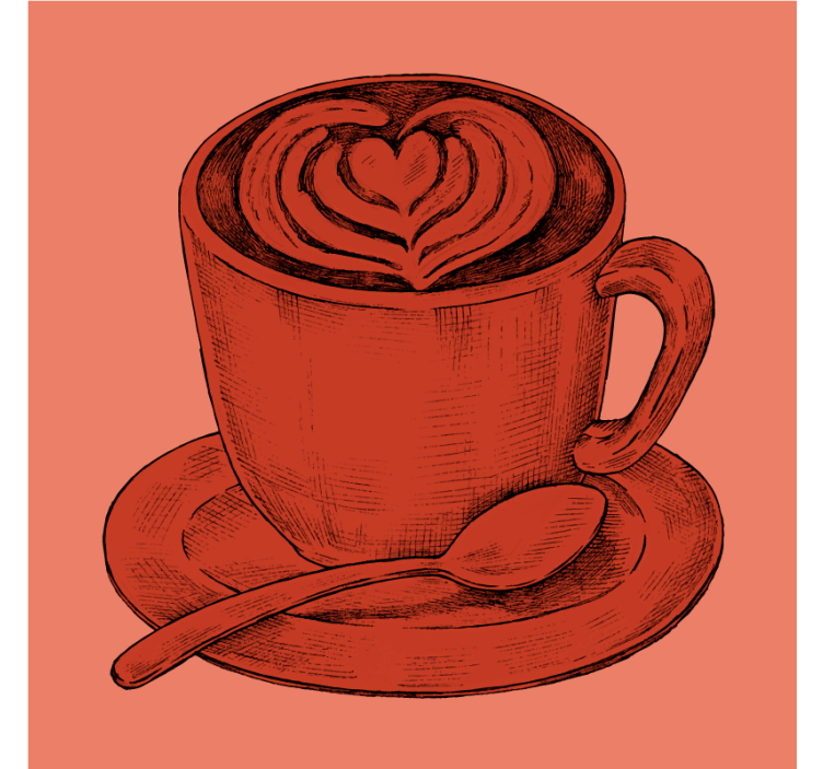 Dessous de verre vintage motif cœur tasse à café - TenStickers