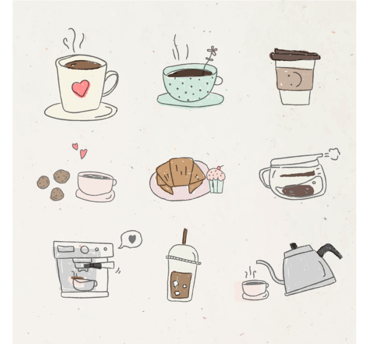Dessous de verre moderne collage d'illustrations de boissons - TenStickers