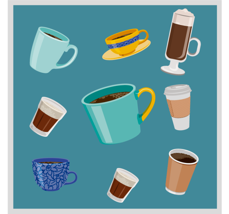 Dessous de verre moderne variété de mugs à café - TenStickers