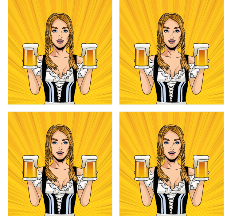 Dessous de verre bière femme joyeuse avec bières - TenStickers
