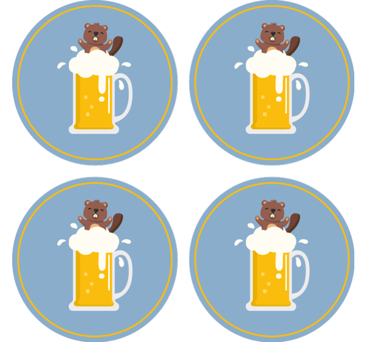 Dessous de verre bière castor joyeux - TenStickers