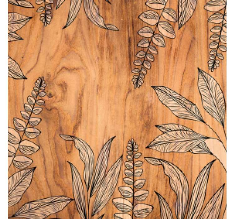 Dessous de verre motif Feuilles beiges sur bois - TenStickers