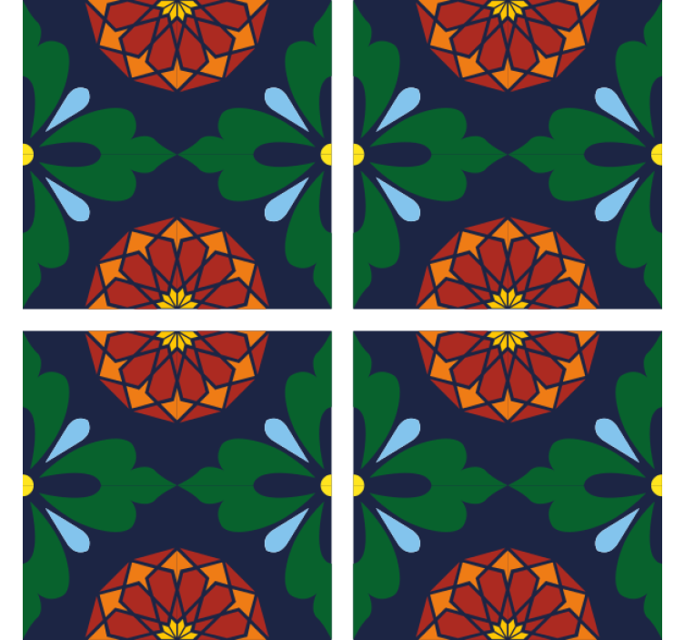 Dessous de verre carreaux imprimé botanique vibrant - TenStickers