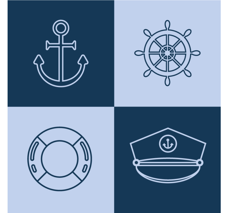 Dessous de verre moderne icônes maritimes - TenStickers