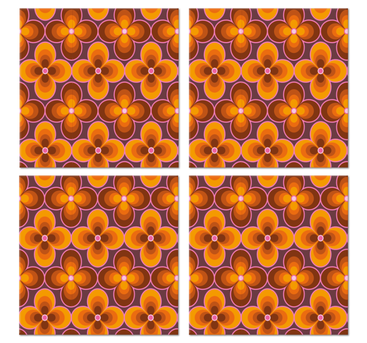 Dessous de verre vintage sticker groovy rétro de fleur - TenStickers