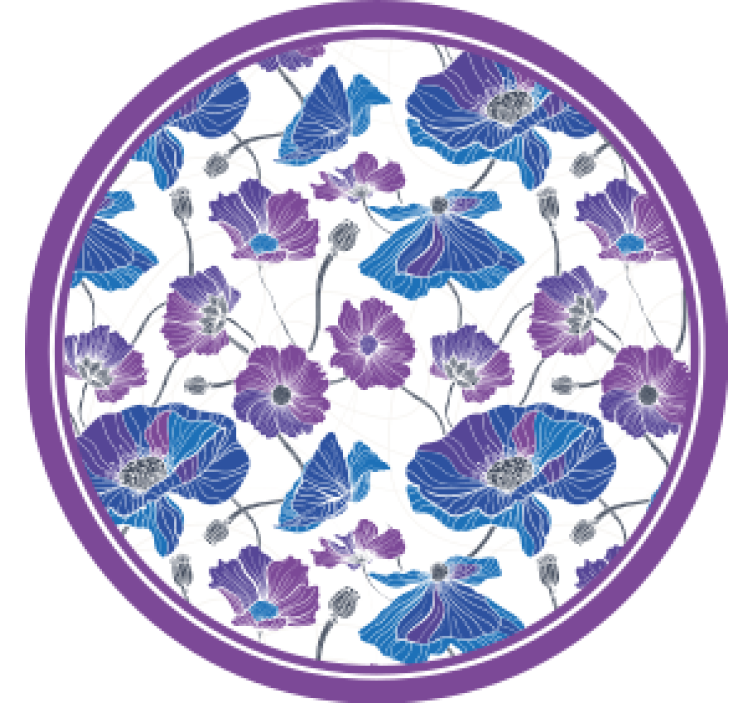 Dessous de verre moderne motif floral avec accents violets - TenStickers