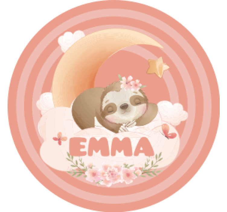 Dessous de verre personnalisable paresseux lune floral - TenStickers