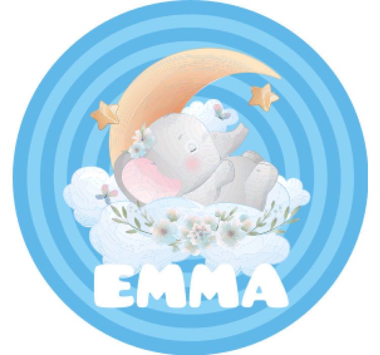 Dessous de verre personnalisable Éléphant lune Étoiles - TenStickers