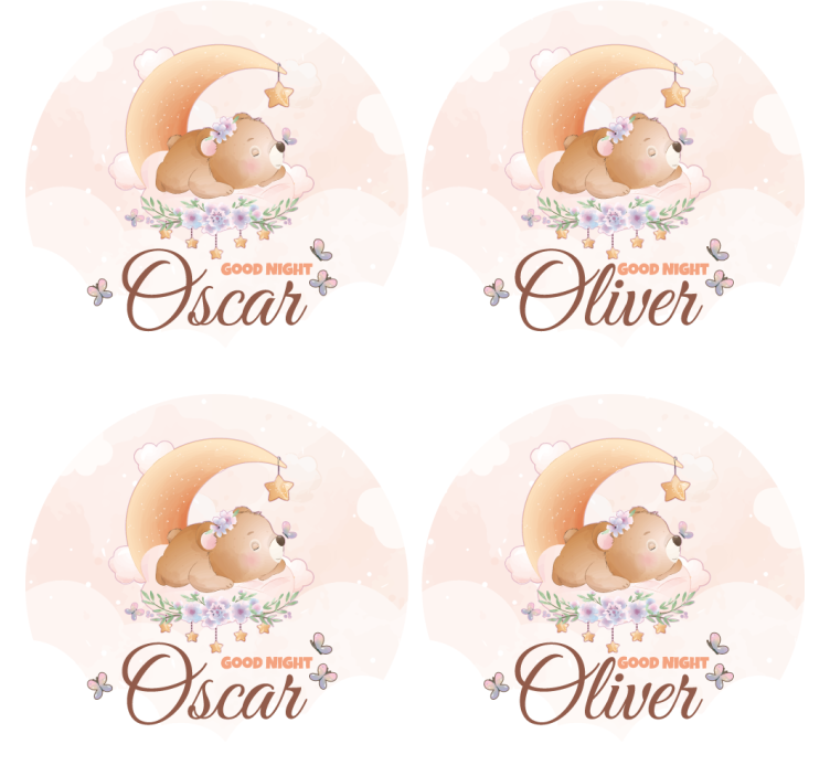 Dessous de verre personnalisable thème ours mignon coucher - TenStickers