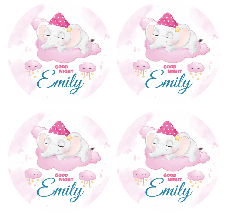 Dessous de verre personnalisable Élégant Éléphant endormi - TenStickers
