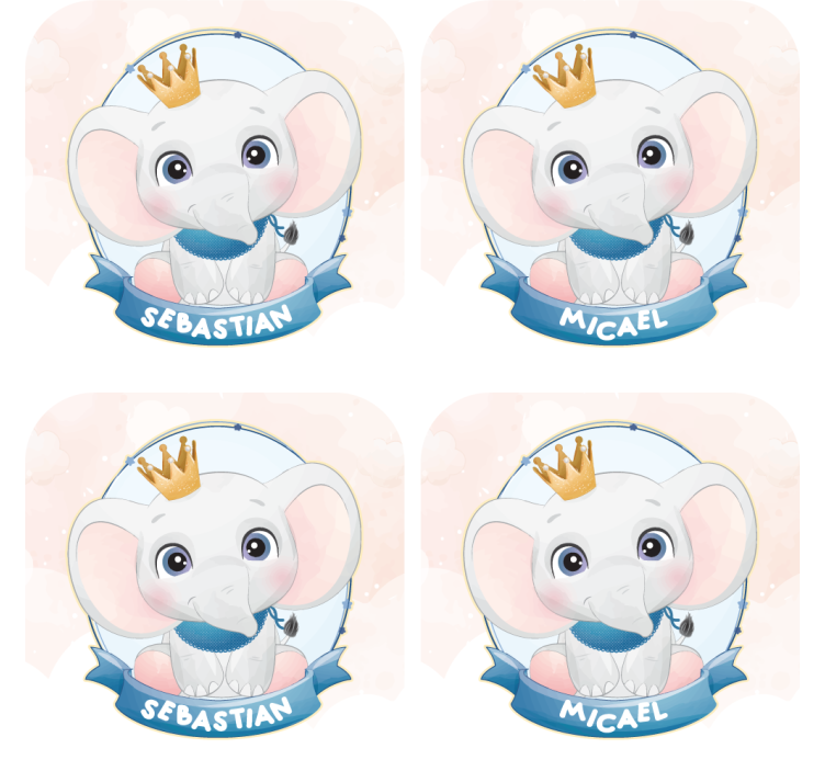 Dessous de verre personnalisable portraits d'éléphants - TenStickers