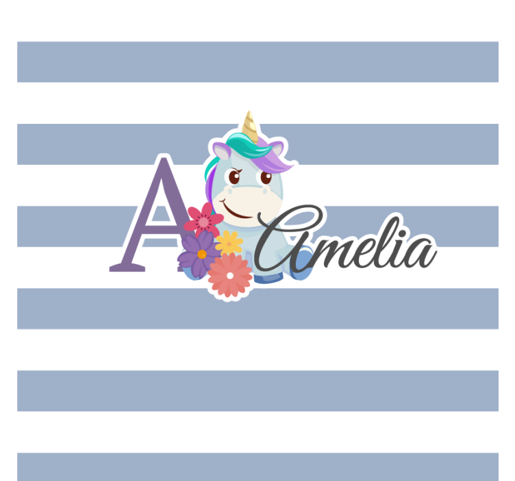 Dessous de verre personnalisable licorne et initiale florale - TenStickers
