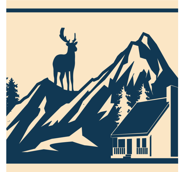 Dessous de verre vintage scène de montagne avec cerf - TenStickers