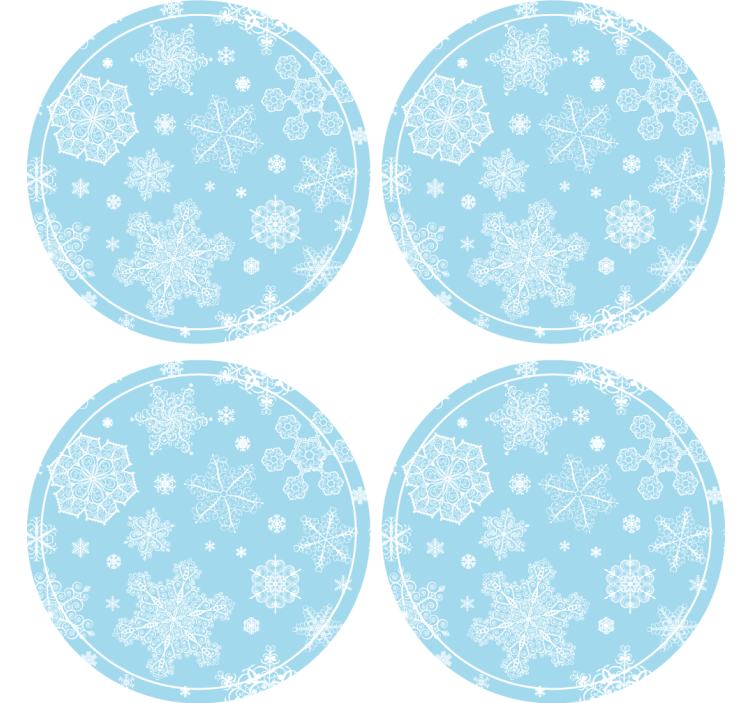 Dessous de verre noël motif flocon de neige rond - TenStickers