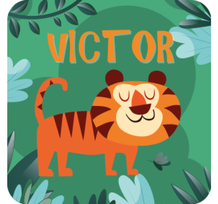 Dessous de verre personnalisable illustration tigre joyeux - TenStickers
