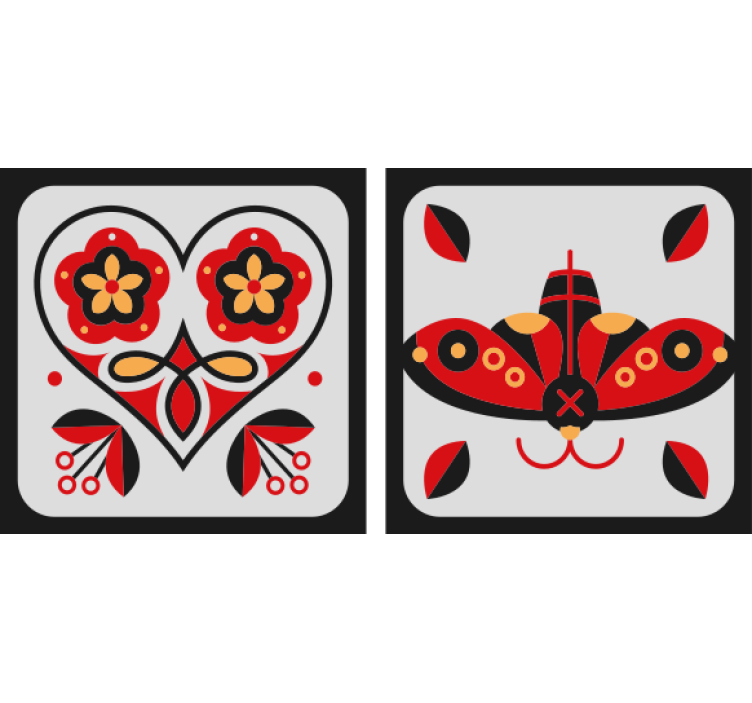 Dessous de verre geek motifs cœur et papillon - TenStickers