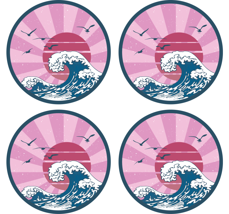 Dessous de verre geek design vagues océaniques rétro - TenStickers