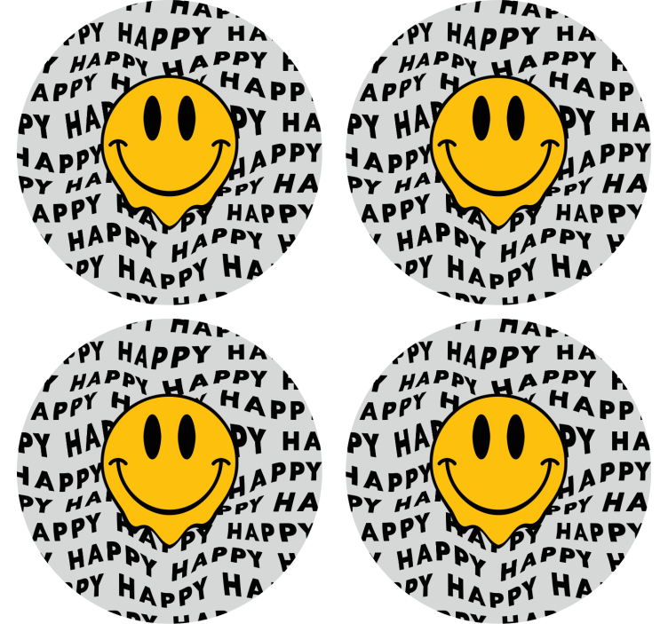 Dessous de verre citation visage souriant de bonheur - TenStickers