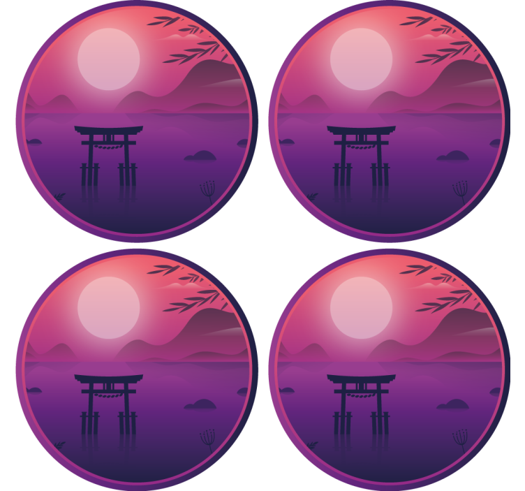 Dessous de verre moderne paysage de coucher de soleil serein - TenStickers