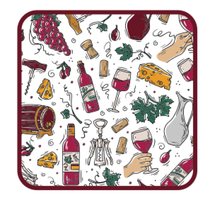 Dessous de verre bière bouteilles vin raisins fromage - TenStickers