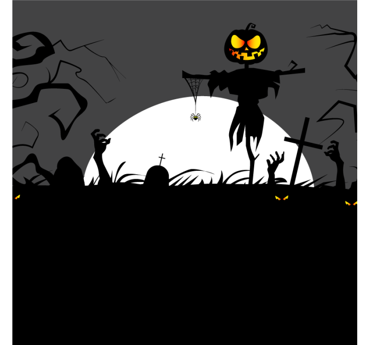 Dessous de verre halloween epouvantail avec citrouille - TenStickers