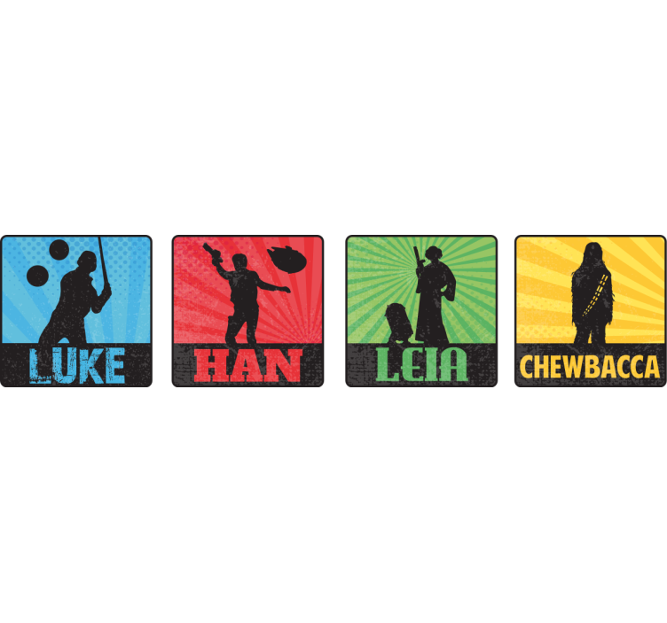 Dessous de verre geek silhouettes de personnages iconiques - TenStickers