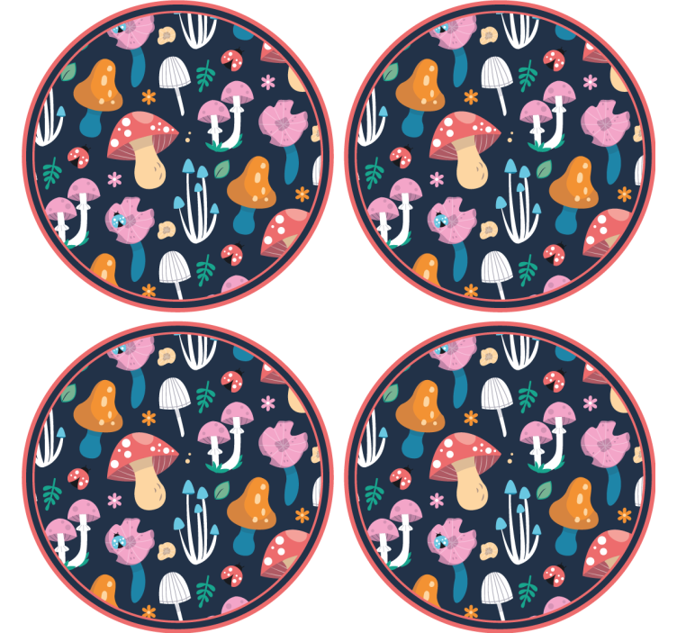 Dessous de verre geek motif champignons vibrants - TenStickers