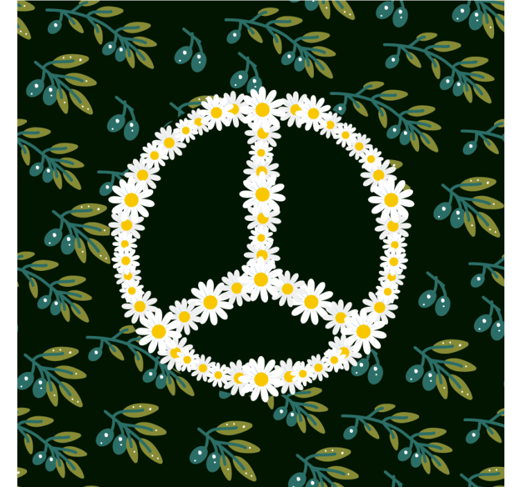 Dessous de verre geek symbole de paix floral - TenStickers