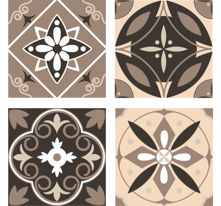 Dessous de verre ensemble de motifs floraux géométriques - TenStickers