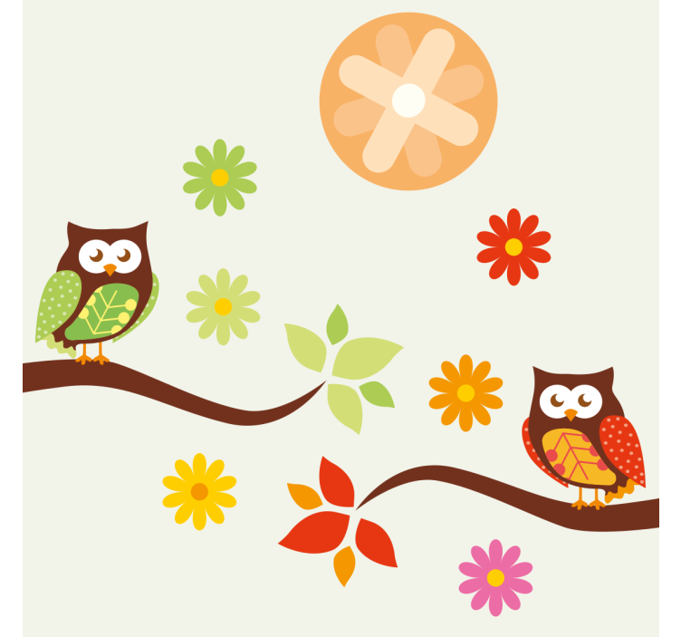 Dessous de verre geek hiboux et fleurs colorés - TenStickers